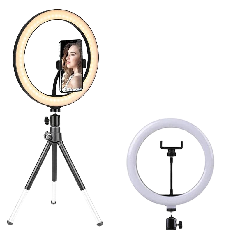 LED Ring Light with 20cm Tripod Stand - Adjustable Photography Lighting for Phone