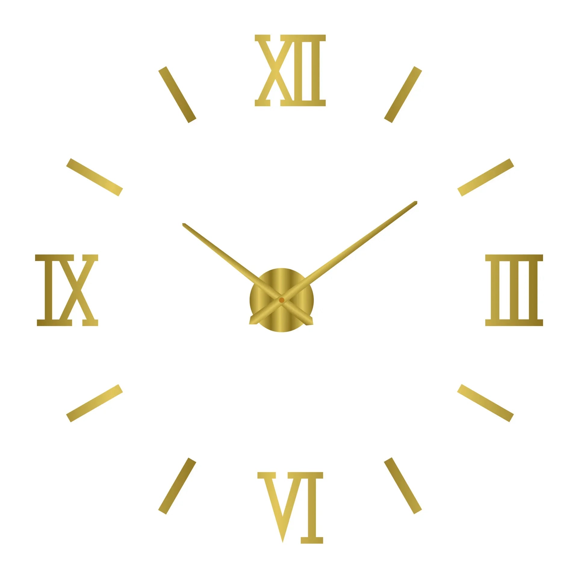 2D/3D Large Roman Numeral Wall Clock - Acrylic Mirror DIY Quartz Clock Stickers
