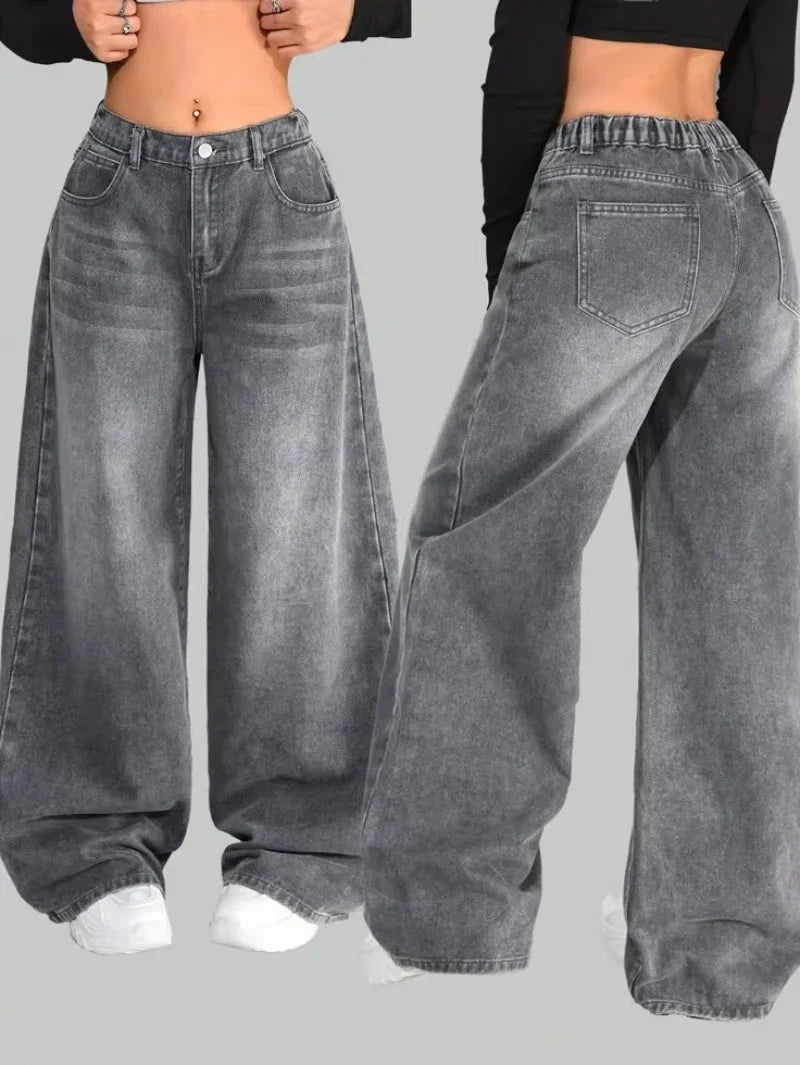 Y2K American Embroidery Baggy Jeans - High Street Hip Hop Wide Leg Pants for Men