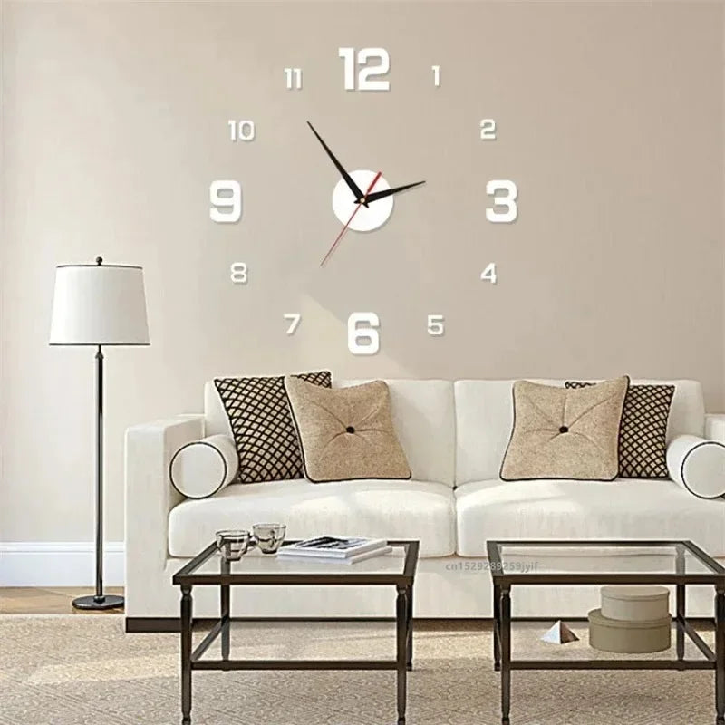 3D Acrylic Mirror Wall Clock 40CM - Fashion DIY Quartz Clock for Home Decoration