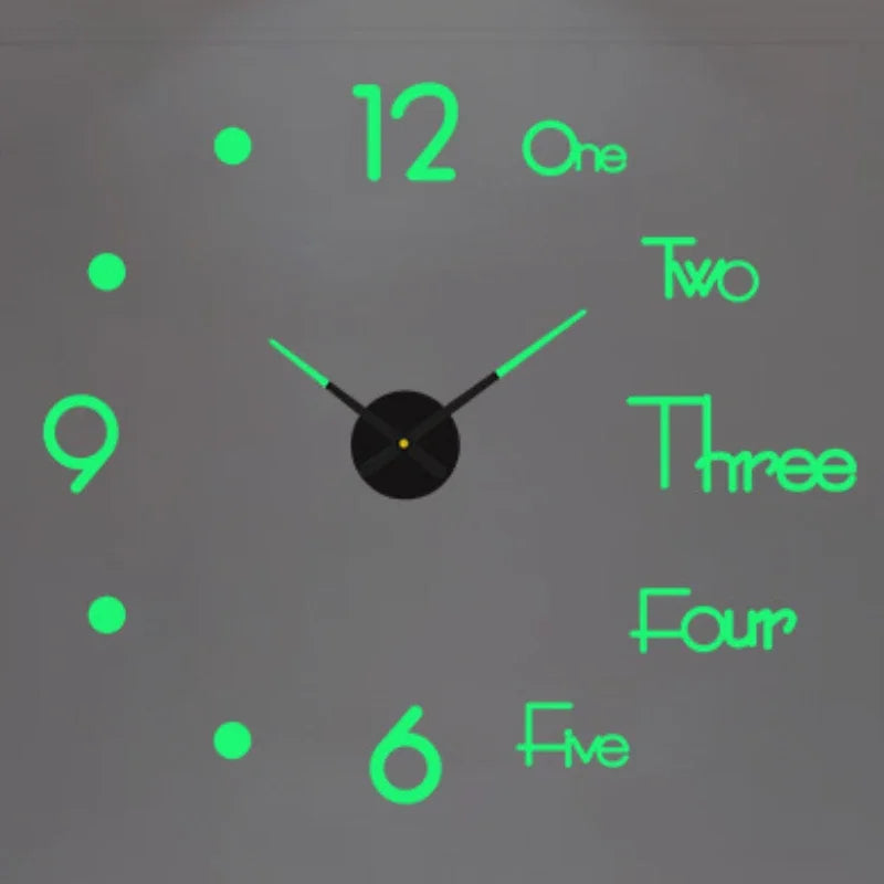 2D/3D Large Roman Numeral Wall Clock - Acrylic Mirror DIY Quartz Clock Stickers