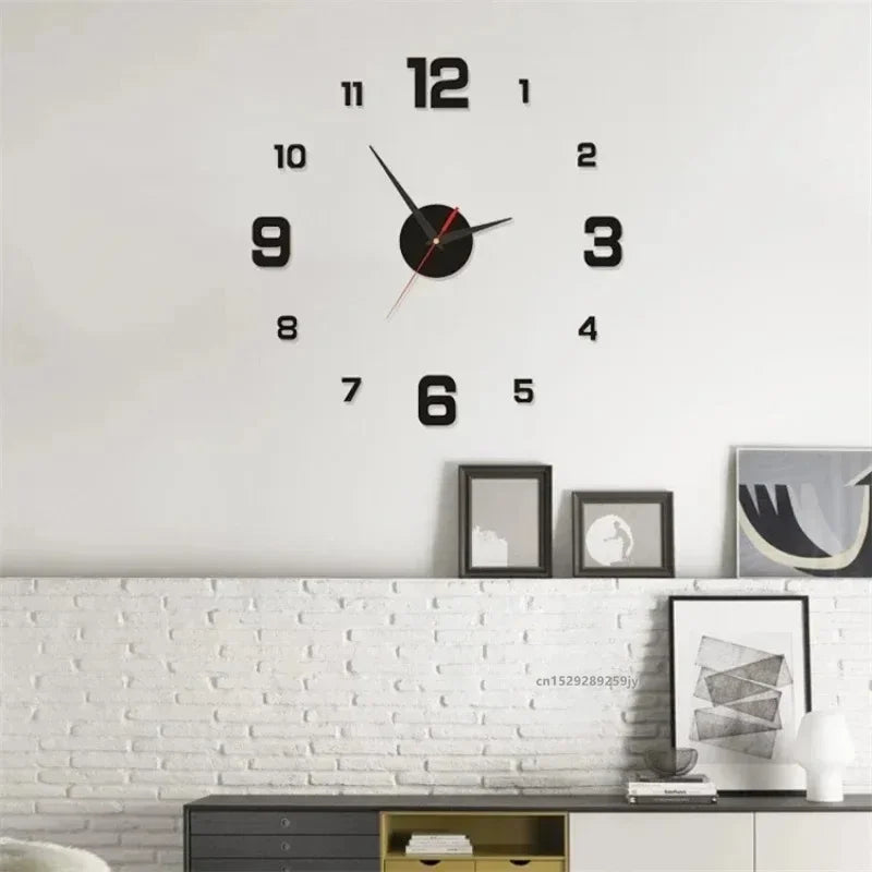 3D Acrylic Mirror Wall Clock 40CM - Fashion DIY Quartz Clock for Home Decoration