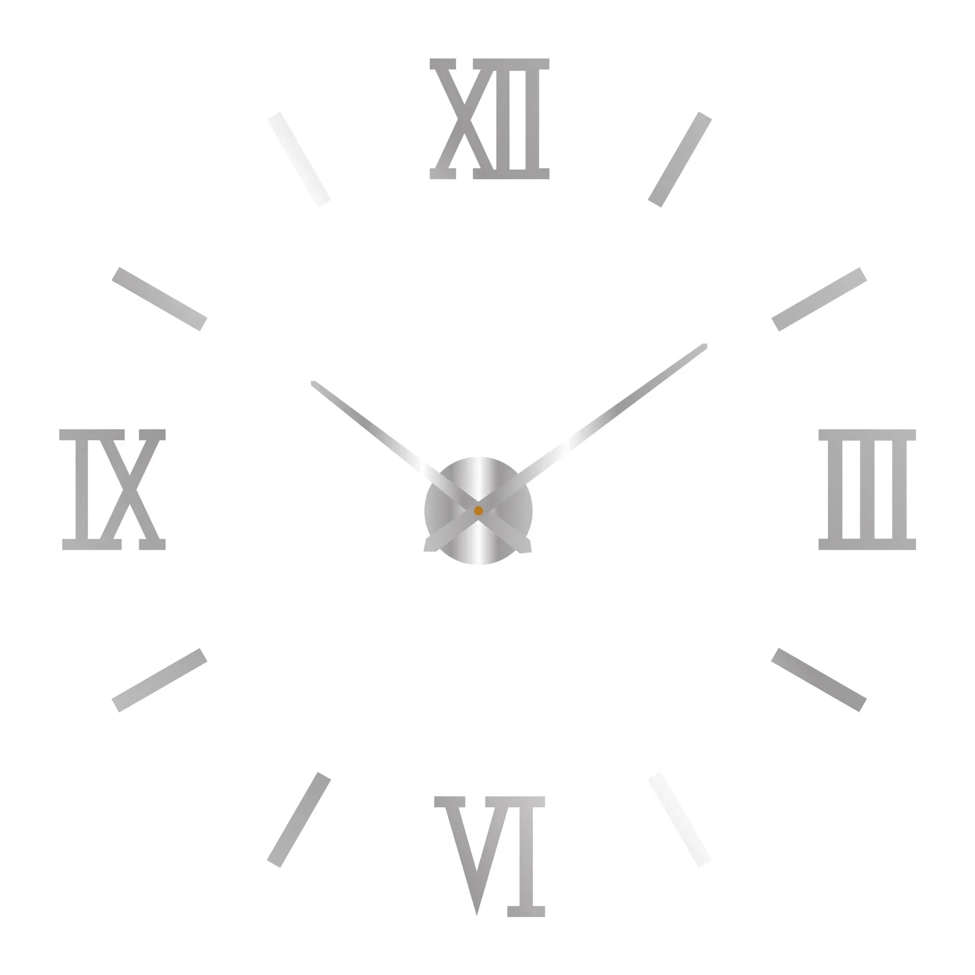 2D/3D Large Roman Numeral Wall Clock - Acrylic Mirror DIY Quartz Clock Stickers