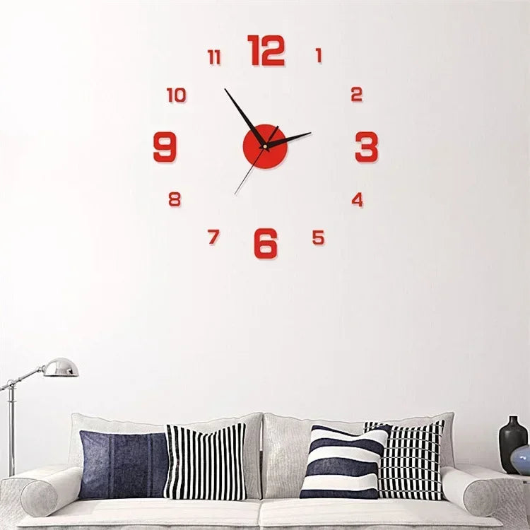 3D Acrylic Mirror Wall Clock 40CM - Fashion DIY Quartz Clock for Home Decoration
