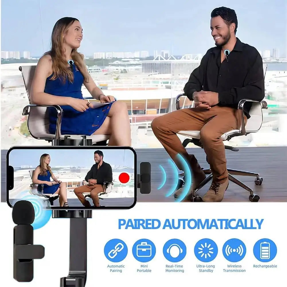 Lavalier Wireless Microphone for iPhone iPad 2 Pack Portable Noise Cancelling/Muting Microphone for Recording Live Stream TikTok