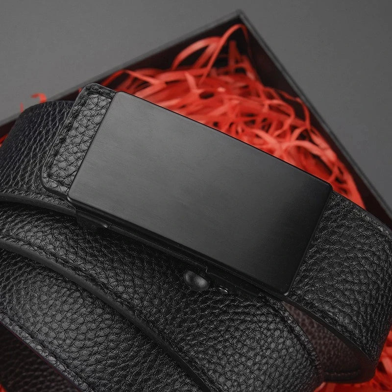 Fashion Business Men's Belt - Genuine Luxury Automatic Buckle PU Leather Belt