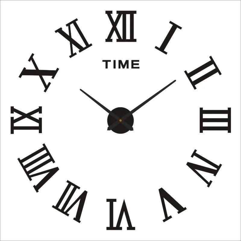 Roman Numeral 3D Mirror Wall Clock - Large DIY Quartz Clock for Living Room