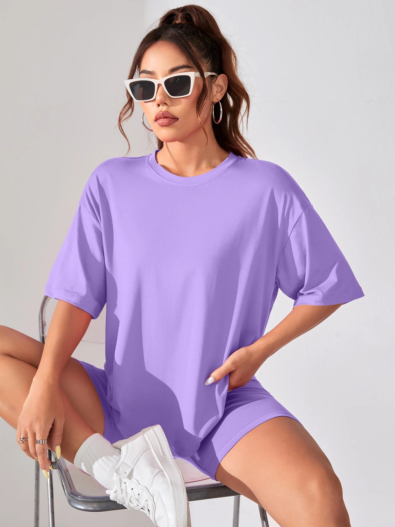 Solid Color Short Sleeve Women Fitness Cotton Soft Tshirts Breathable Comfortable Clothes Basic All Match Loose Tee Shirt Female