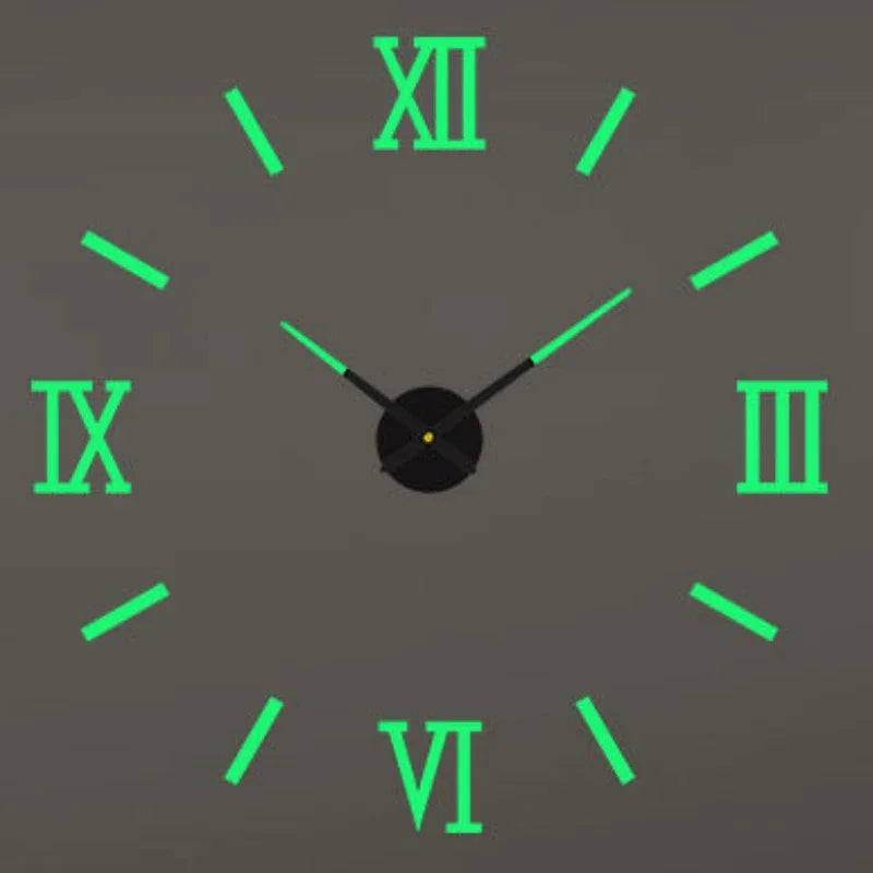 2D/3D Large Roman Numeral Wall Clock - Acrylic Mirror DIY Quartz Clock Stickers
