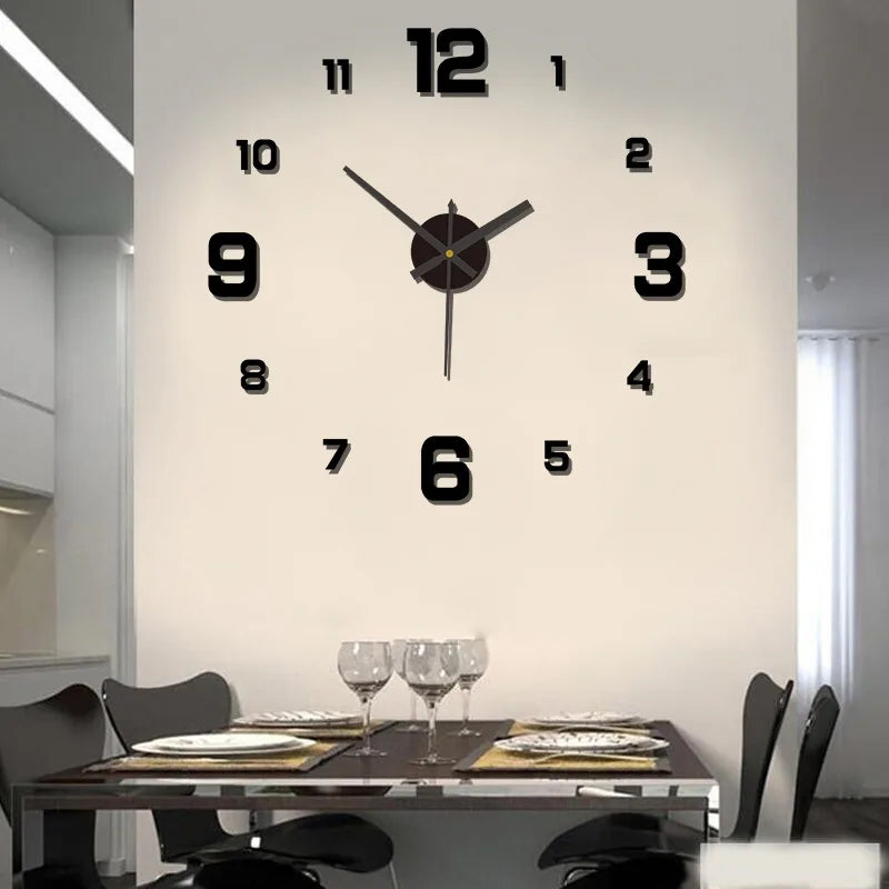 3D Acrylic Mirror Wall Clock 40CM - Fashion DIY Quartz Clock for Home Decoration