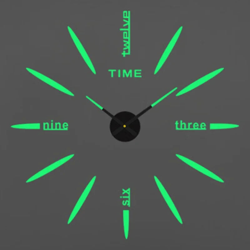 2D/3D Large Roman Numeral Wall Clock - Acrylic Mirror DIY Quartz Clock Stickers