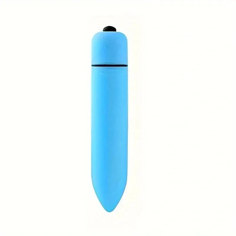 Blue compact personal vibrator with black button, sleek and portable adult toy
