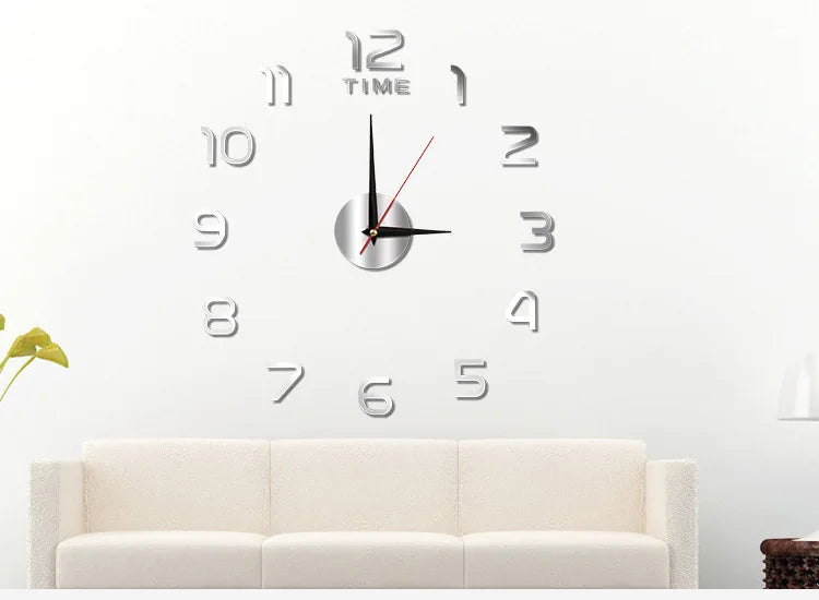 3D Luminous Modern Wall Clock - DIY Mute Mirror Stickers for Living Room & Bedroom Decor