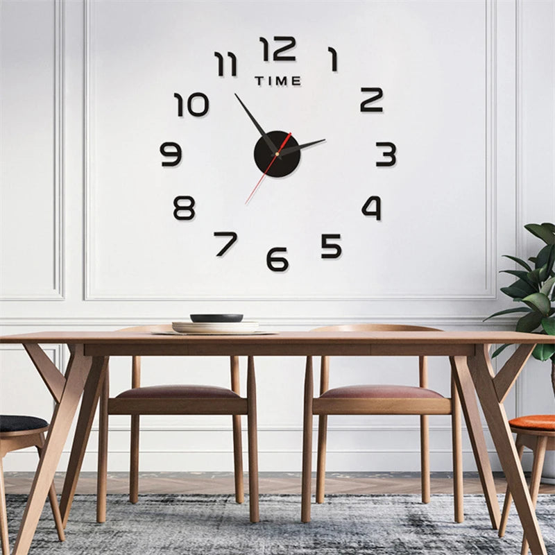 3D Luminous Modern Wall Clock - DIY Mute Mirror Stickers for Living Room & Bedroom Decor
