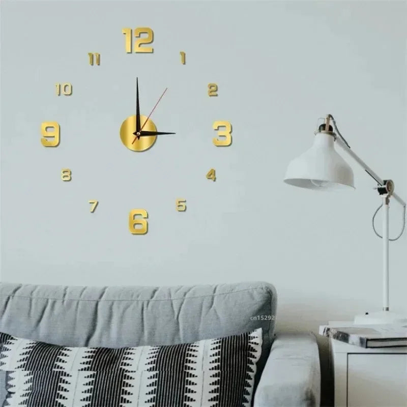 3D Acrylic Mirror Wall Clock 40CM - Fashion DIY Quartz Clock for Home Decoration