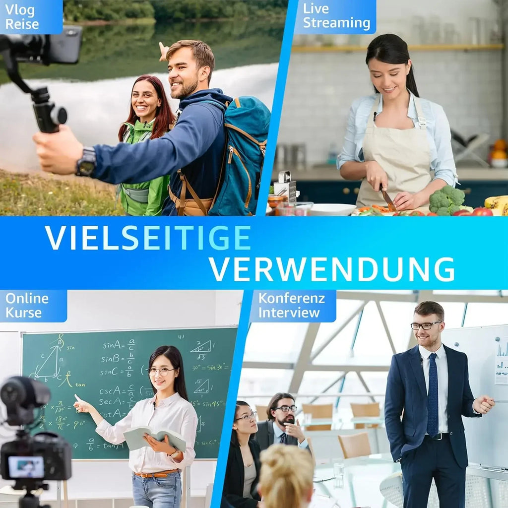 Wireless Lavalier Microphone - Plug and Play Noise Canceling for YouTube TikTok