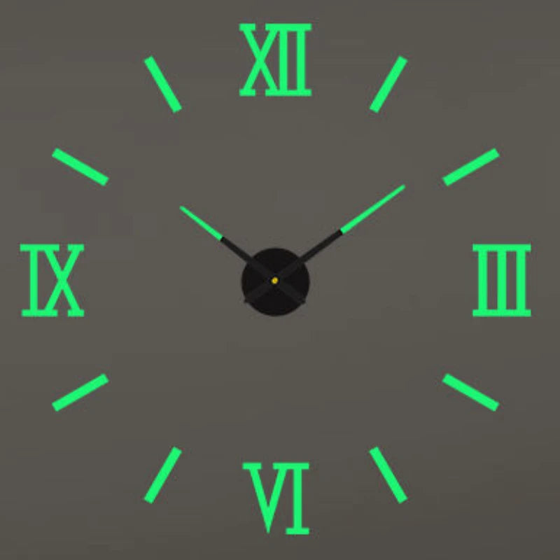 Roman Numeral 3D Mirror Wall Clock - Large DIY Quartz Clock for Living Room