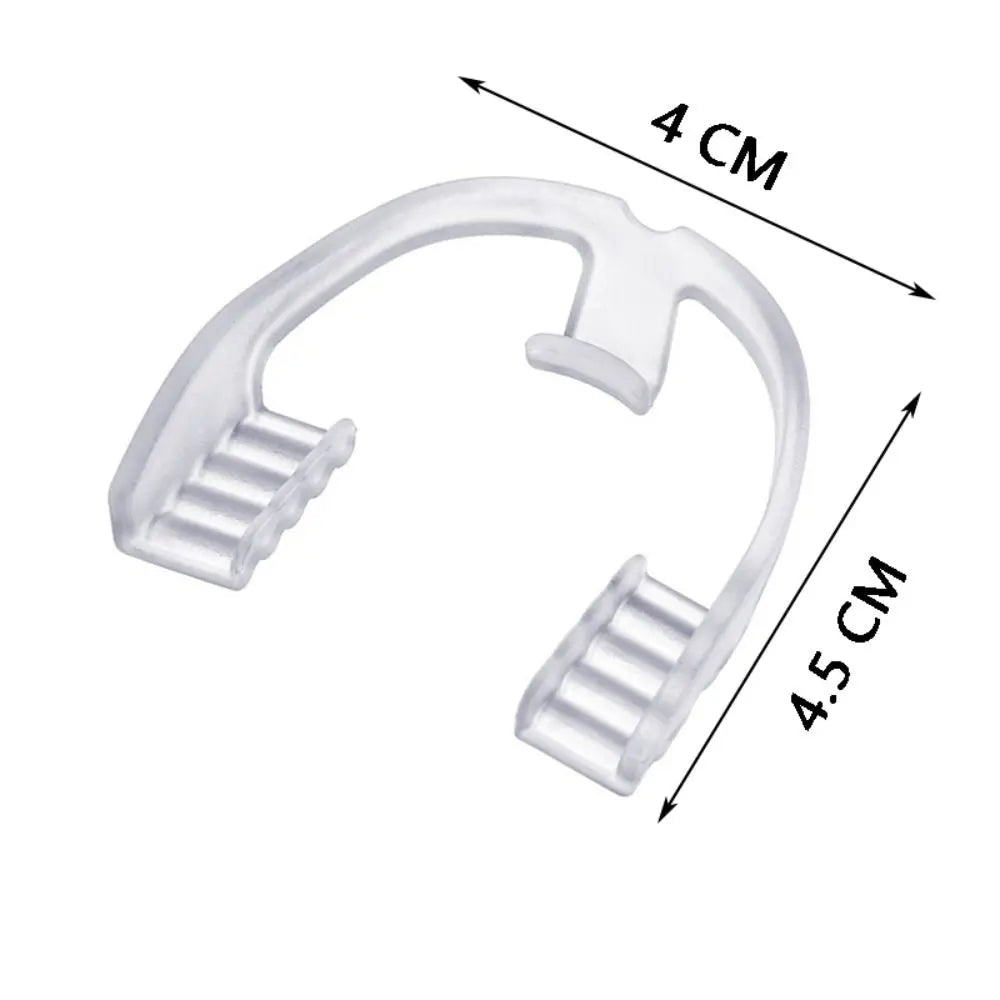 Transparent small plastic clip measuring 4 by 4.5 cm with ridged gripping ends