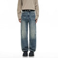 Men's Y2K Elastic Straight Leg Denim Pants - Korean Fashion Baggy High Street Jeans