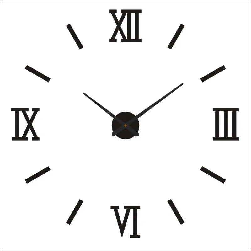 Roman Numeral 3D Mirror Wall Clock - Large DIY Quartz Clock for Living Room