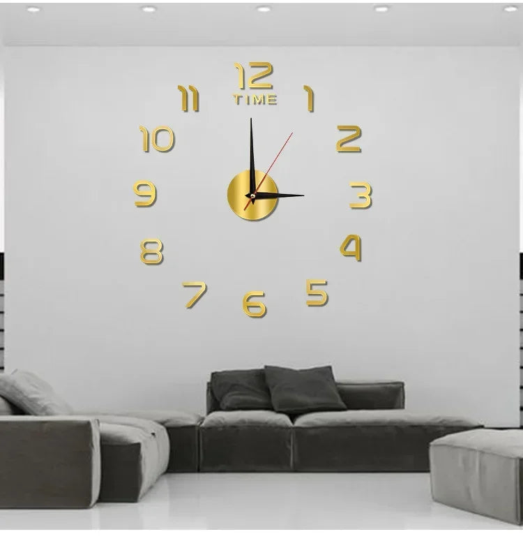 Creative 3D Digital Wall Clock - DIY Acrylic Silent Mirror Clock for Kitchen & Bedroom