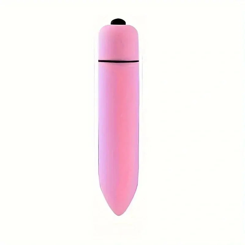 Pink lipstick case with black button on white background, cosmetic makeup product